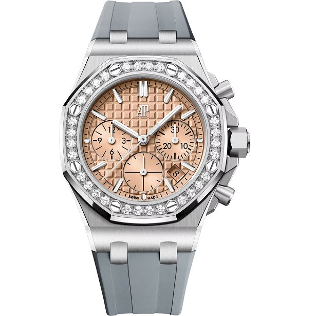 Audemars Piguet Royal_Oak_Offshore_Selfwinding_Chronograph Luxury watch with a detailed face and silver case on a white background