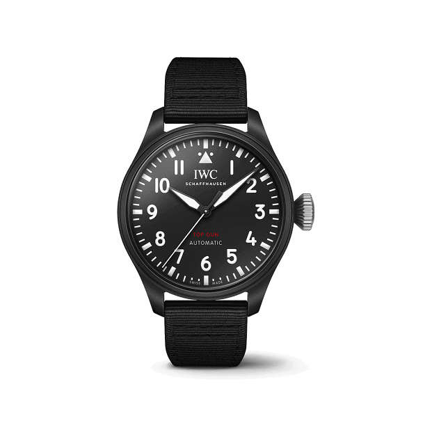 IWC BigPilot_sWatch43TOPGUN Black IWC watch with a white background