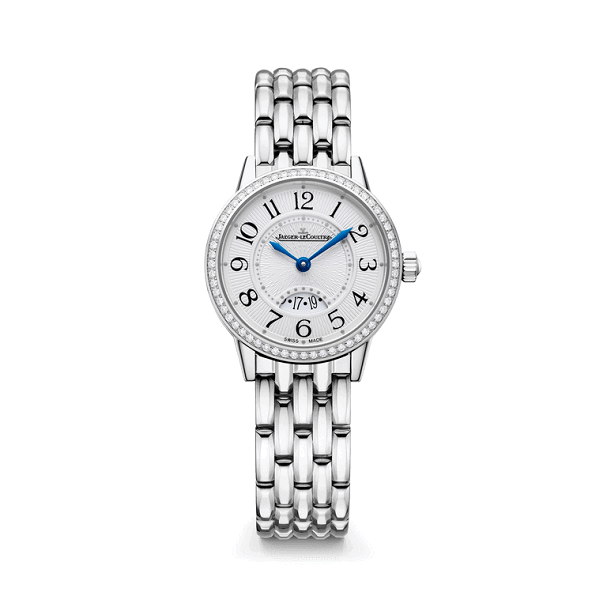 Jaeger-LeCoultre Silver watch with a white face on a white background