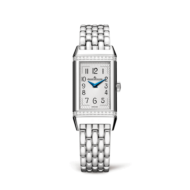 Jaeger-LeCoultre Silver watch with a white face on a white background