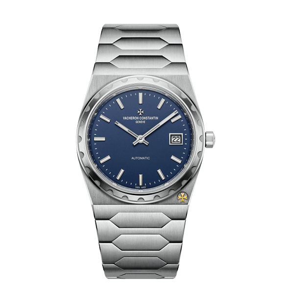 Vacheron Constantin -Historiques Silver watch with blue dial on a white background